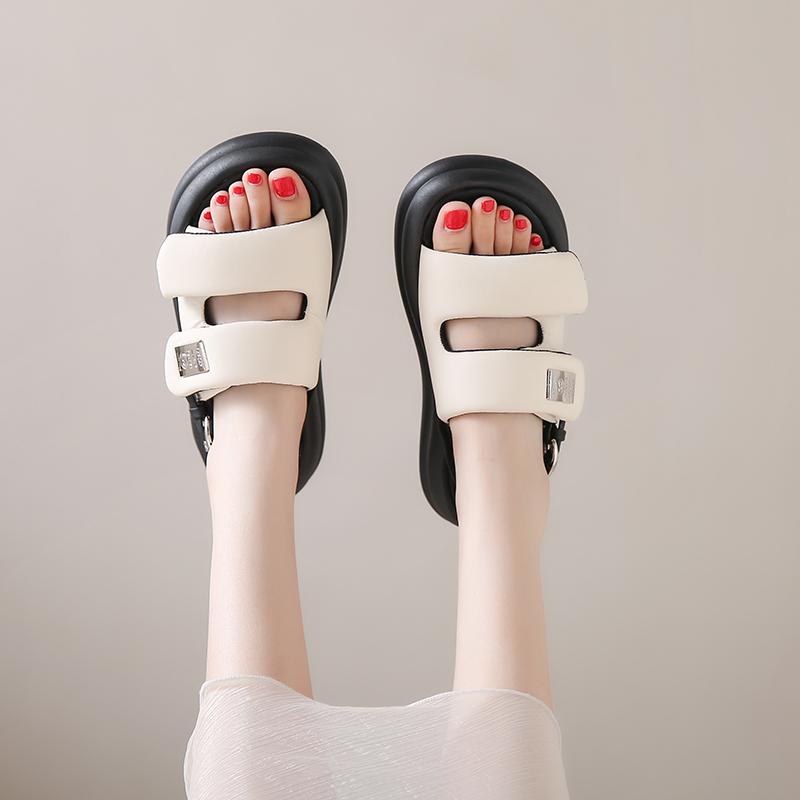 

Новые модные туфли для женщин. Тапочки на платформе. Роскошные шлепанцы. Бежевые босоножки на каблуке на танкетке. Кроссовки-пантофле. Zapatos Mujer. 35