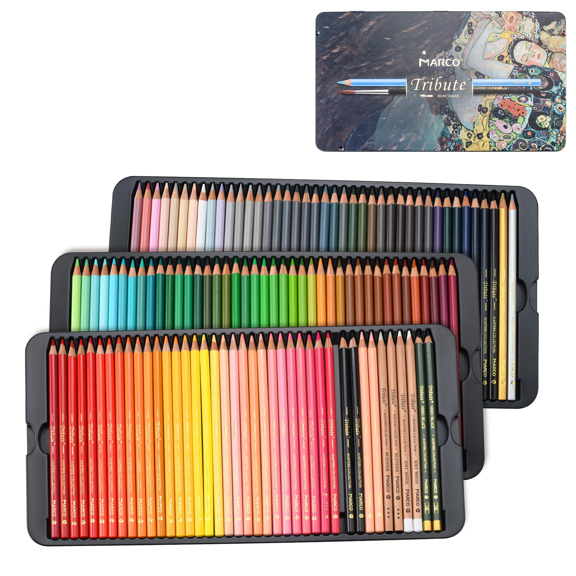 

Marco Watercolor Professional Colored Pencil Set for Soft Premium Coloring Pencil Set for Easy to 10 Layers of Includes Brush and Iron Colors
