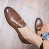 Fashion Luxury Men Formal Shoes Black Brown Classic Horse Buckle Fashion Versatile Loafers European Gentlemen Shoes Size 38-48 Men Shoes