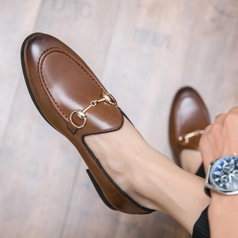 Fashion Luxury Men Formal Shoes Black Brown Classic Horse Buckle Fashion Versatile Loafers European Gentlemen Shoes Size 38-48 Men Shoes