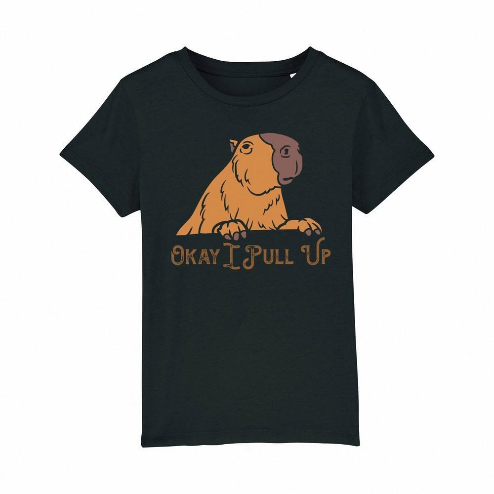 

Capybara Okay I Pull Up T-Shirt Kids Boys Girls Funny Capybara Cotton S