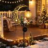Pathway Decor with Solar Power Christmas Moon Light, Santa Snowman Crescent Garden Stake Warm Energy Saving Yard Stakes LED Glow, Festive Light