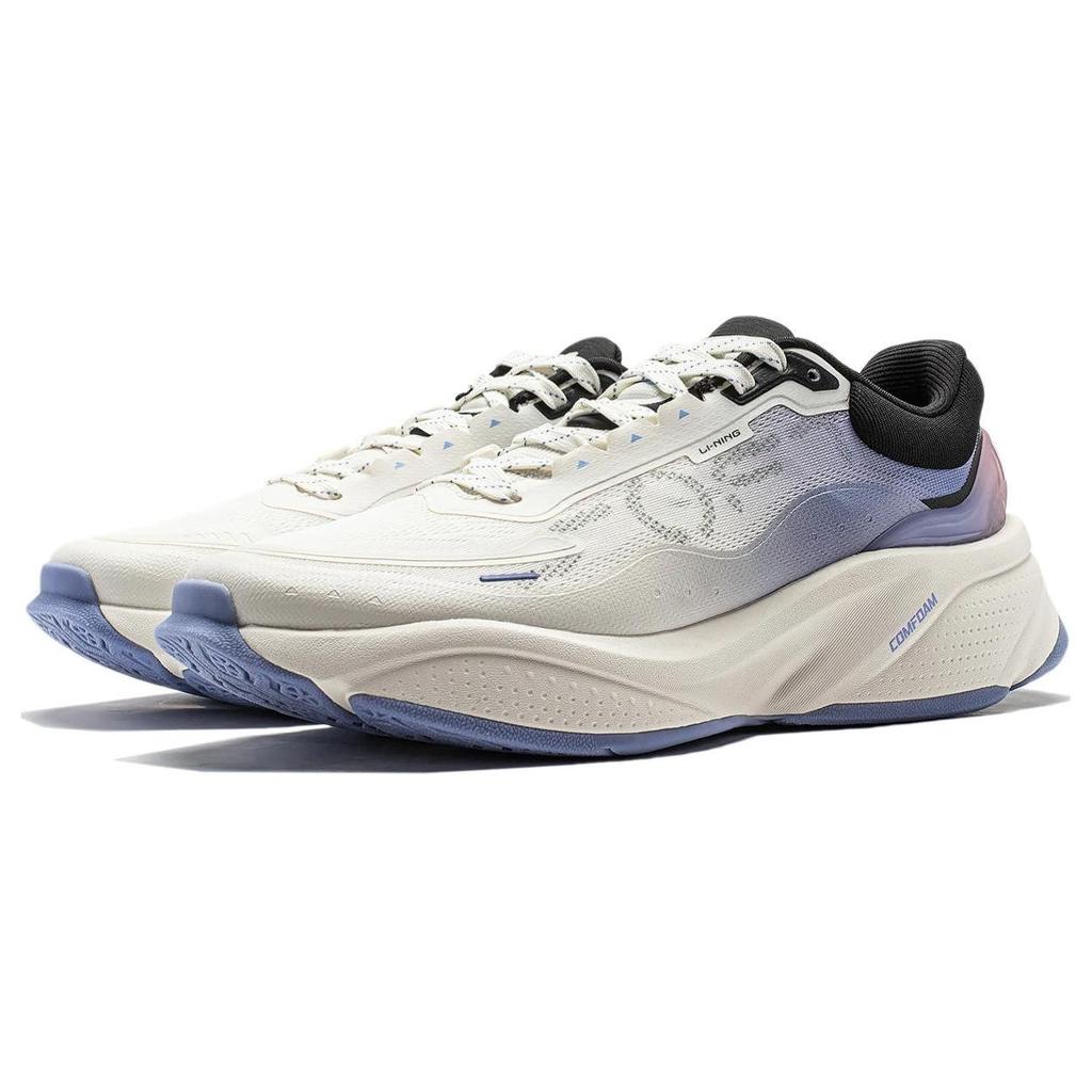 Li Ning Yumuşak Nefes Alabilir Kalın Taban Yükseklik Artırıcı Şok Emici Hafif Düşük Bilekli Günlük Ayakkabılar Erkek spor ayakkabı Beyaz Mavi AGLU009-3