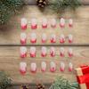 Christmas Press on Nails Medium Square False Nails Snowflake Designs Acrylic Artificial Stick on Nails for Women