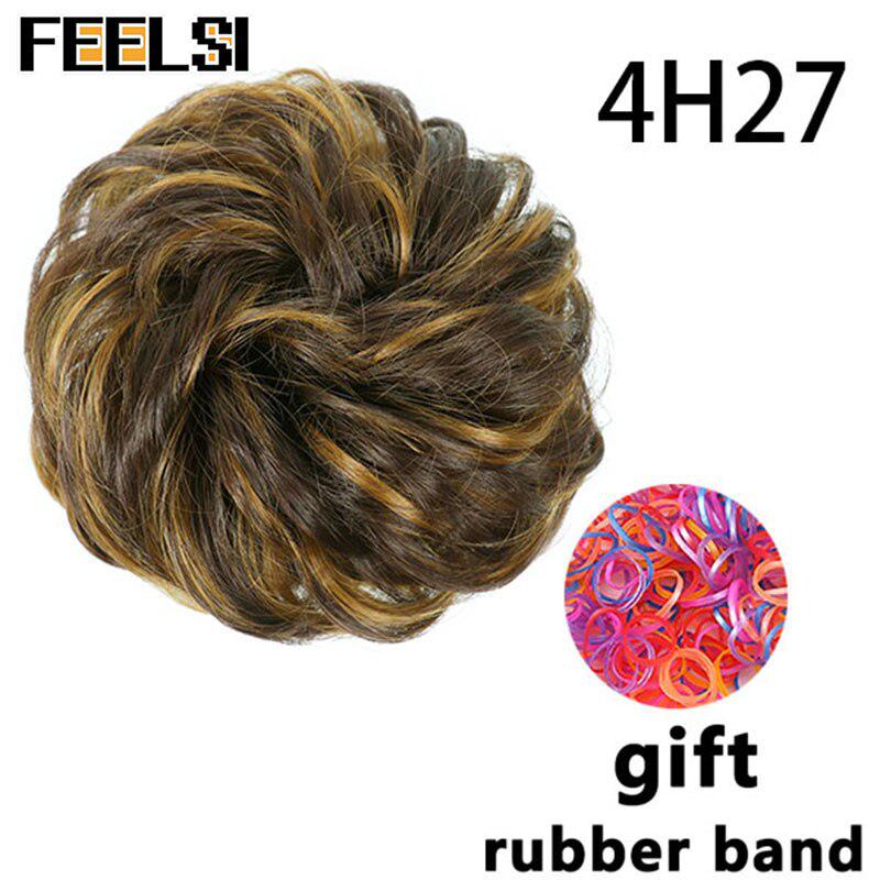 Chignon ondulat de damă cu bandă elastică de cauciuc Scrunchie sintetic pentru păr înfășurat Coc dezordonat posturi