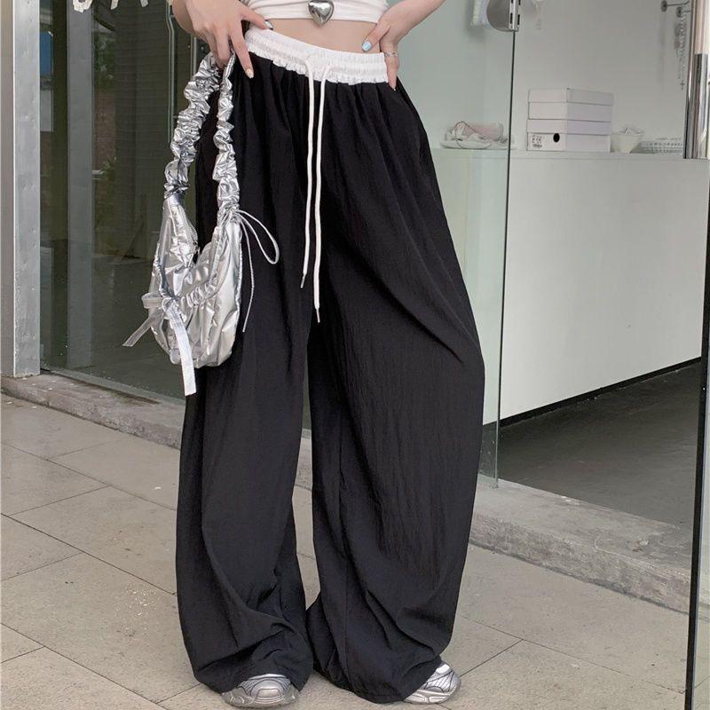 2026 Spring/Summer Women s Retro Patchwork High Waist Cargo Pants - Street Style Slimming Wide Leg 3XL