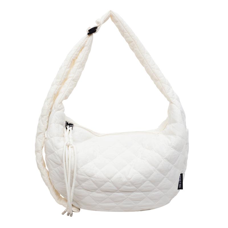 

Solid Color Large Capacity Shoulder Bag Rhombic Crossbody Tote Bag бежевий