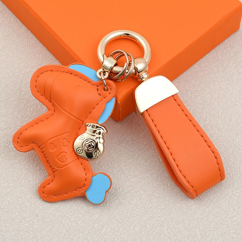 Instant Wealth Leather Keychain: Cartoon Pony Bag Charm & Couple Car Pendant - New Year Gift