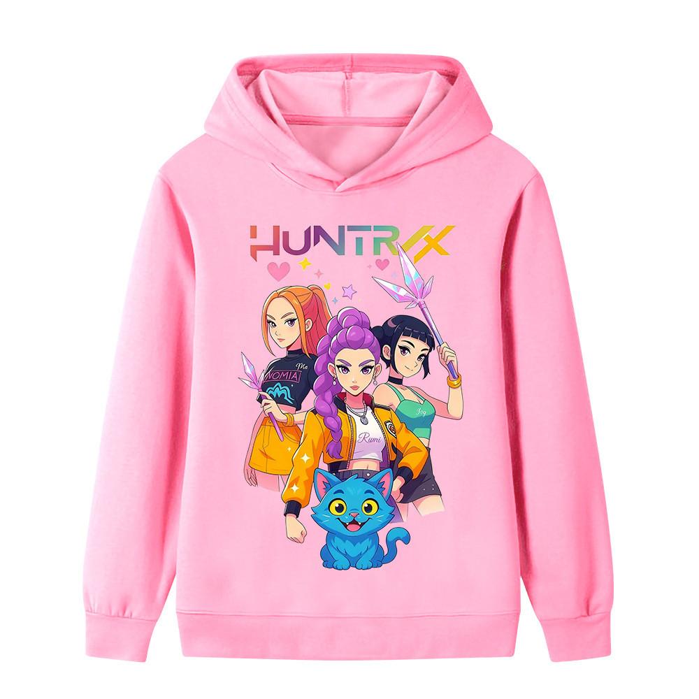 B1233 Kids Boys Girls Kpop Rumi Zoey Mira Print Long Sleeves Hoodie