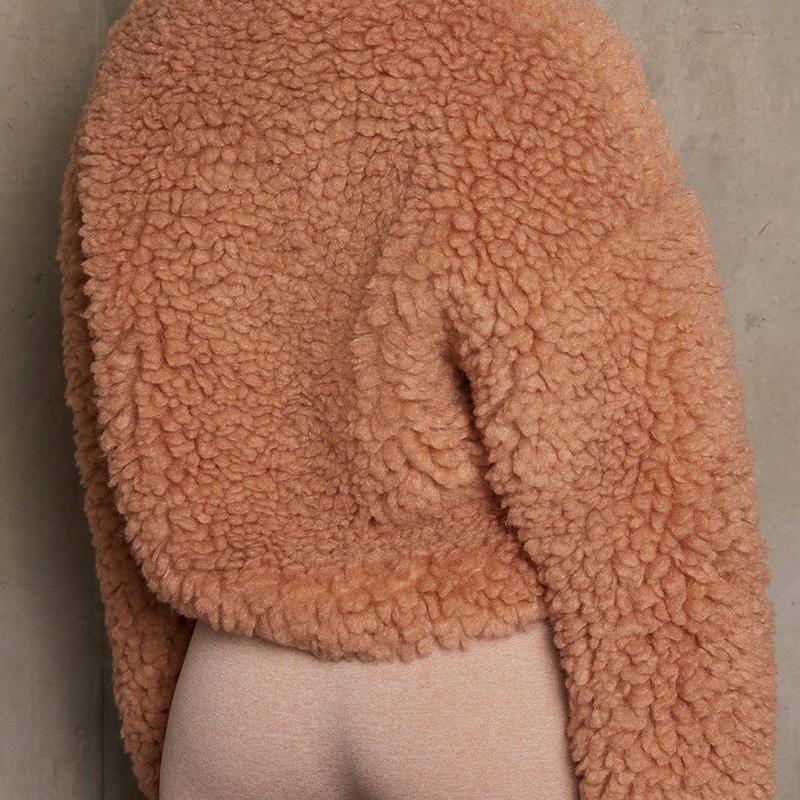 Winter Wool Short Coat Women Thicken Warm Long Sleeve Turtleneck Jackets Autumn Fashion Streetwear Ladies Overcoat