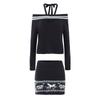 Za Export New Arrival Women's Clothing ZR Fashion Style Fashion off-Shoulder Lace-up Halterneck Sweater Knitted Hip Skirt Suit