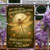 2D Flat "May You Touch Dragonflies and Stars" Fairy Moon Metal Aluminum Sign - Retro Boho Wall Decor 8*12 Inch Garden Decor Patio Decor Boho Home