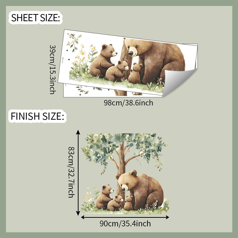 

Мультяшные Настенные Наклейки для Спальни, Гостиной, Прихожей, Домашний Фон, Украшение, Коричневый Медведь, Родитель-ребенок