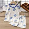 Baby Summer Ice Silk Shorts Pajama Set With Cartoon Prints For Toddler Sleepwear