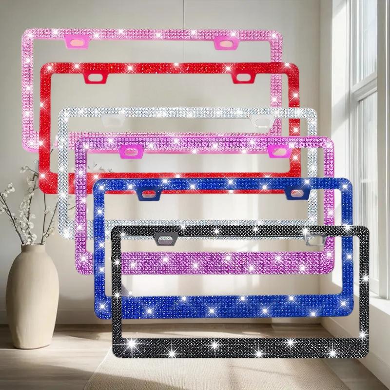 NEW 1/2PCS 31*16cm Bling Crystal License Plate Frame Women Rhinestone Car License Plate Frame Cover Holder Car Accessories