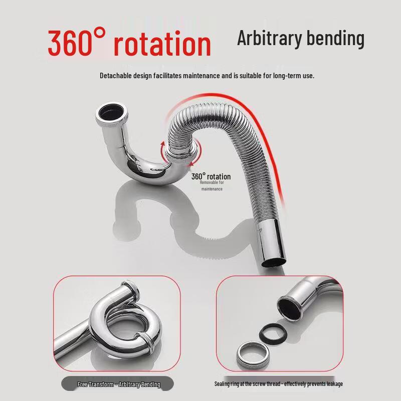 LANGZHIWEN Thickened Stainless Steel Basin Drain Pipe