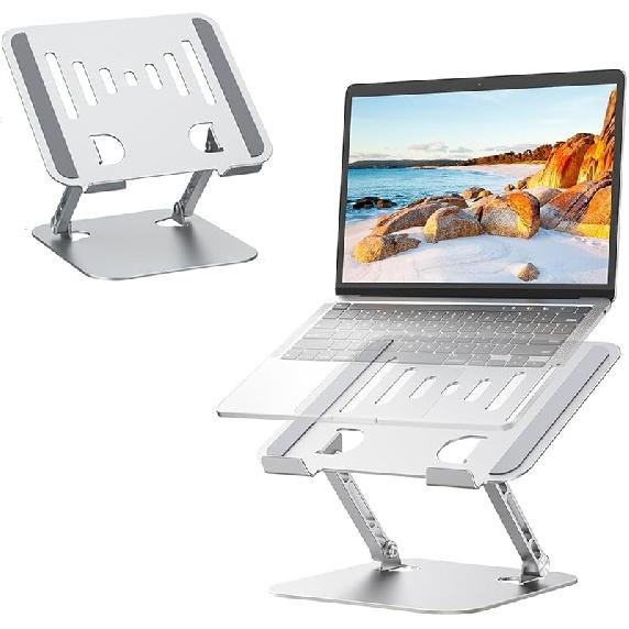 Laptop Stand Adjustable Laptop Stand for Desk Aluminum Laptop Stand Ergonomic Computer Stand Foldable Laptop Riser Portable Laptop Holder Compatible серебряный