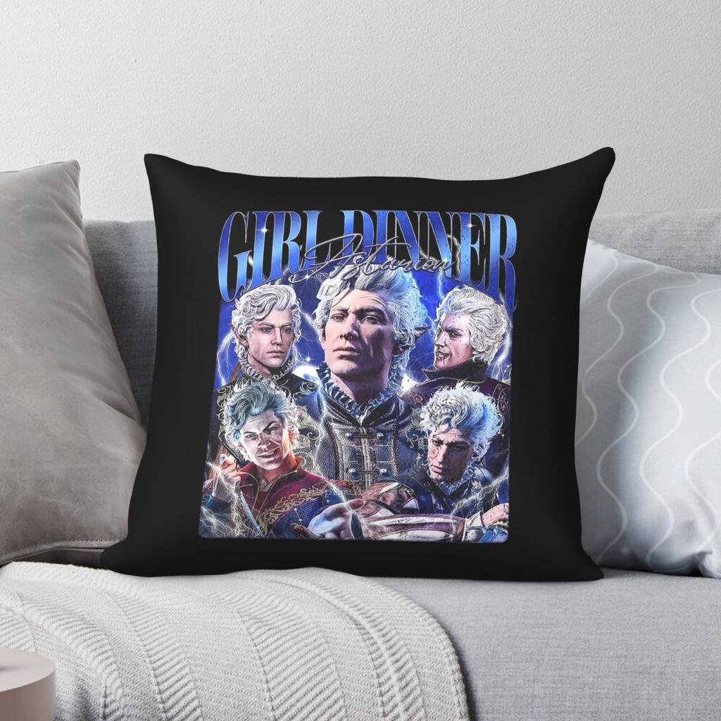 BG Astarion Girl Dinner Square Pillowcase Polyester Linen Velvet Printed Zip Decorative Throw Pillow Case Sofa Cushion Cover