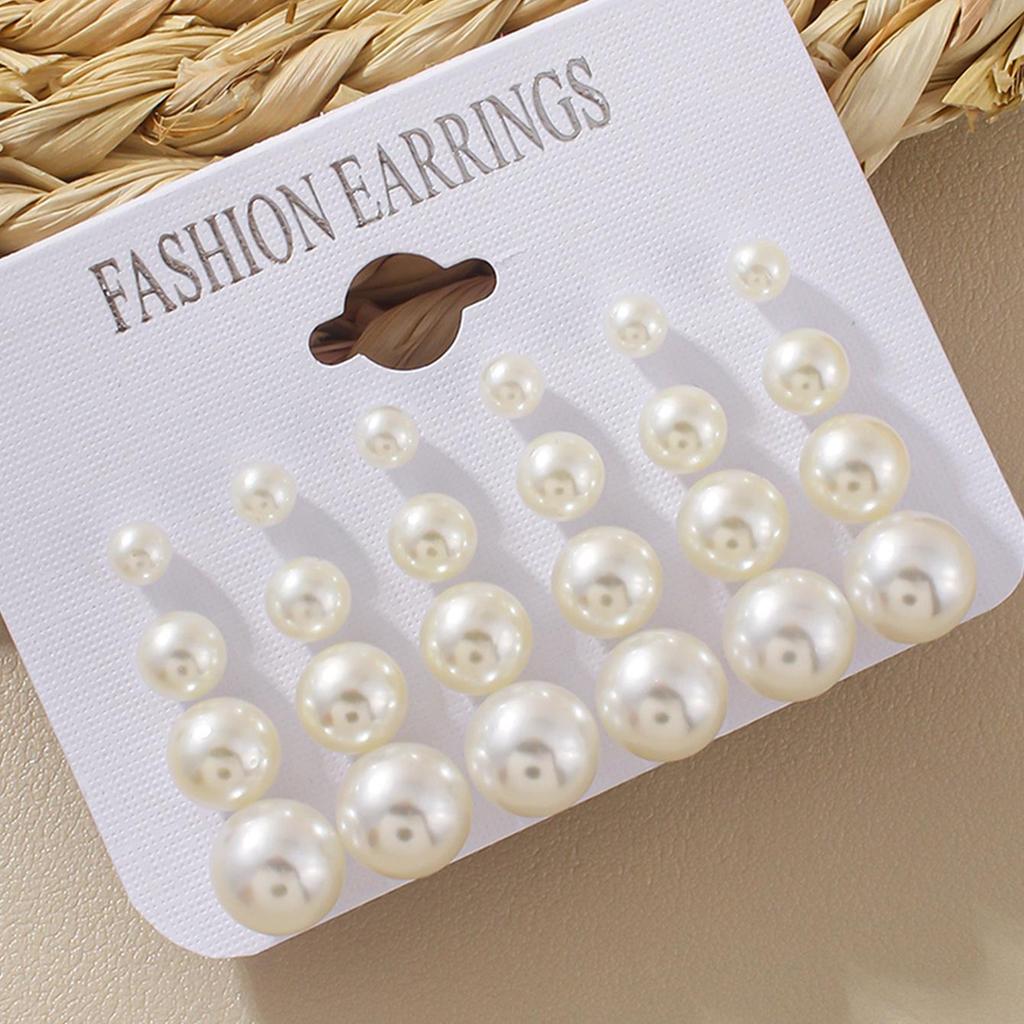 Zircon Pearl Stud Earrings: 12-Pair Set - Unisex, Simple Fashion, Student Style