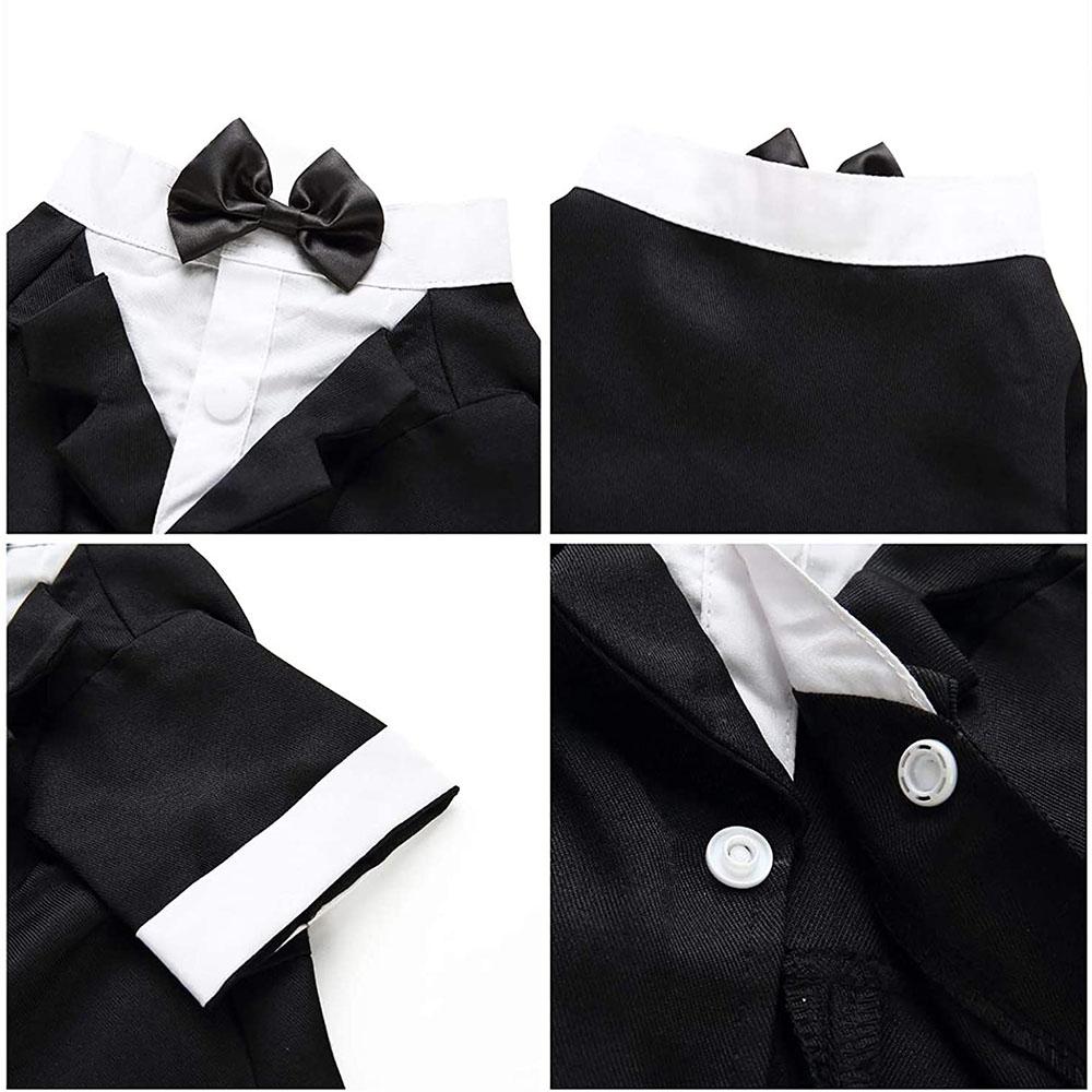 Dog Tuxedo Costume Formal Shirt Dog Wedding Black Jacket Suit Pet Puppy Prince Ceremony Bow Tie Suit Small Dogs Cats Clothes