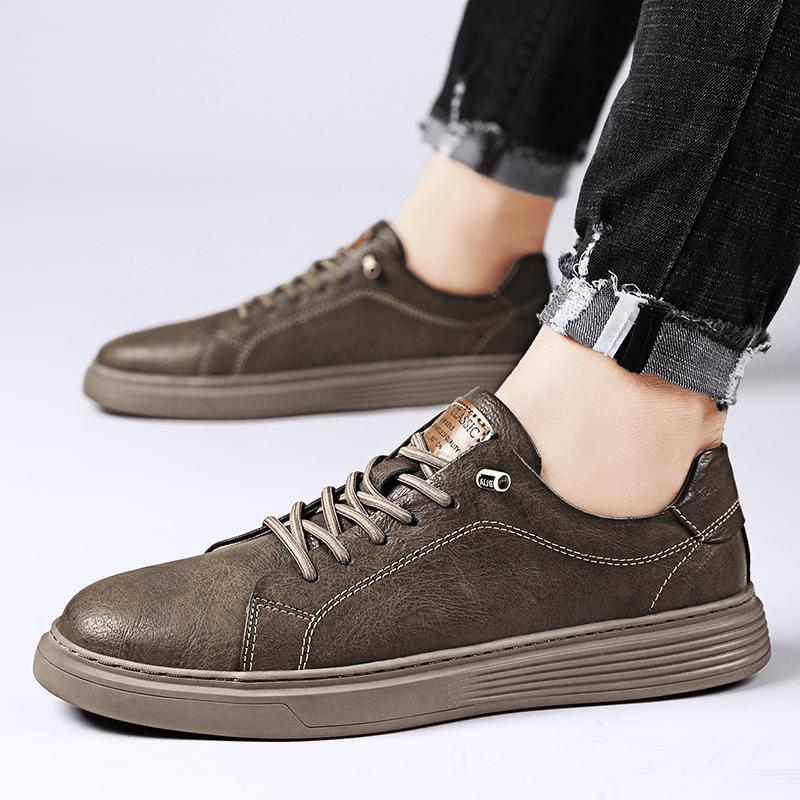 Fashion Genuine Leather Italian Casual Shoes Men's Lace Up Oxford Shoes Outdoor Jogging Shoes Office Men's Dress Shoes Large Size 36-45