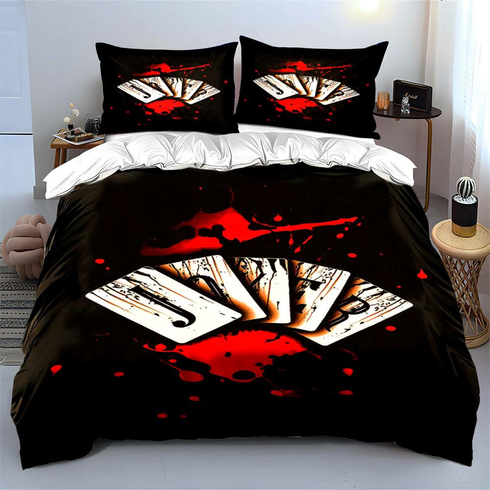 Playing cards with blood. Bedding sets Duvet cover sets Duvet covers Pillowcases(1 * Duvet Cover 2 * Pillowcases, without duvet insert)