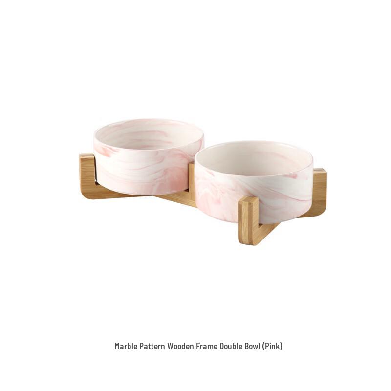 Ceramic Salad Bowl with Wooden Stand