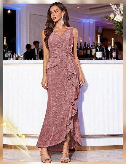 New Sexy V-Neck Dress, Sequin Split Evening Dress Dinner Party