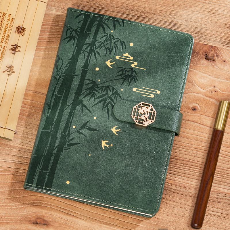 A5 Four Gentlemen Chinese Style Notebook with Buckle - High-End Business Gift with Custom Logo