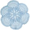 Handmade Crochet Lace Doily 15.5 Inches To 17.5 Inches Round 6 Petals Flower Placemats Coasters Vintage Doilies Vase Cup Mats (1, Light Blue)