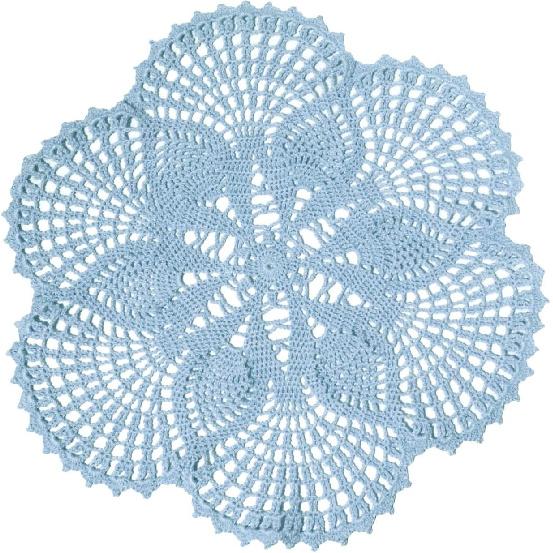 Handmade Crochet Lace Doily 15.5 Inches To 17.5 Inches Round 6 Petals Flower Placemats Coasters Vintage Doilies Vase Cup Mats (1, Light Blue)