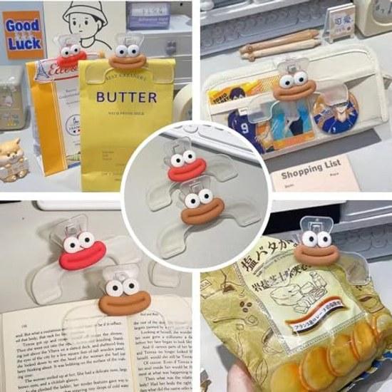 Stationery clip 2-piece set plastic transparent textbook cute clear convenient easy use food storage document paper office supplies home bookstore