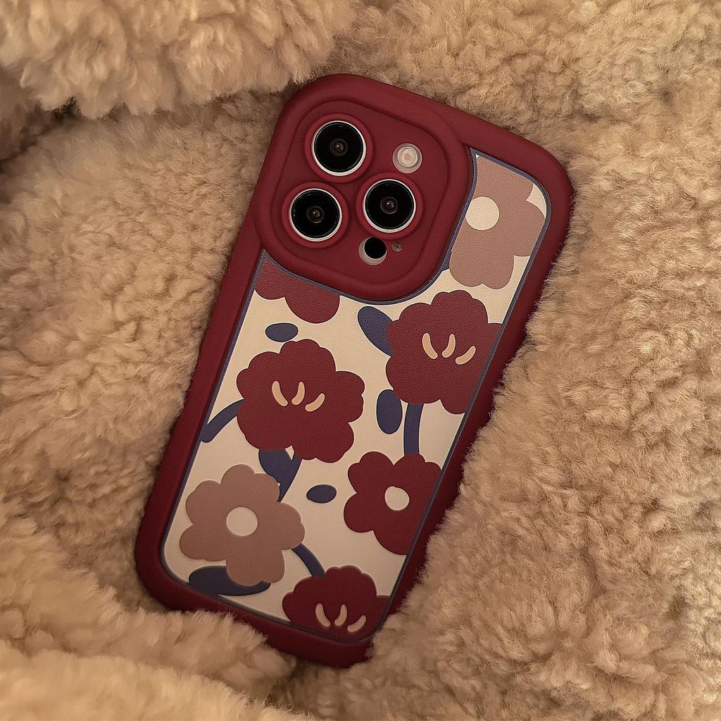 Artistic Style Flower Apple 16 Mobile Phone Case Iphone15 Silicone 11 Suitable for 14promax Retro 12 Full Inclusive Soft