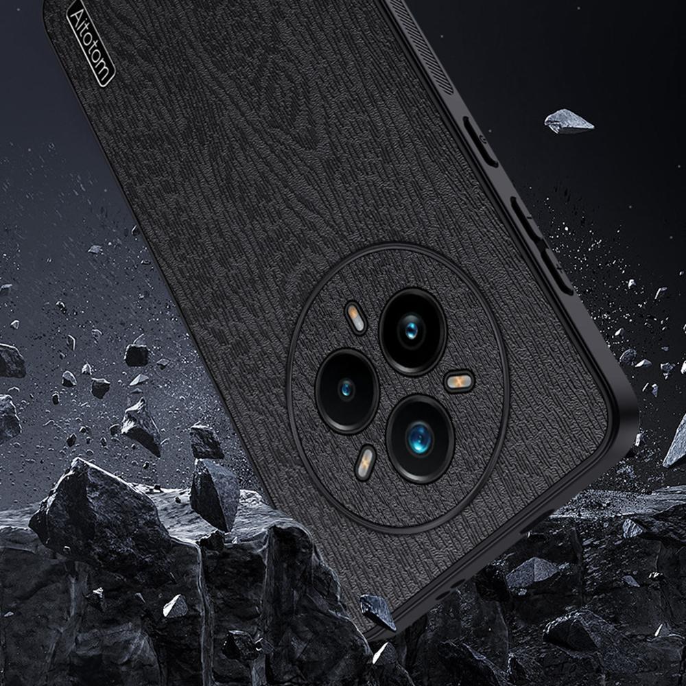 Für Realme 14 Pro 5G Hülle Holztextur PU-Lederbeschichtete PC TPU Handyhülle