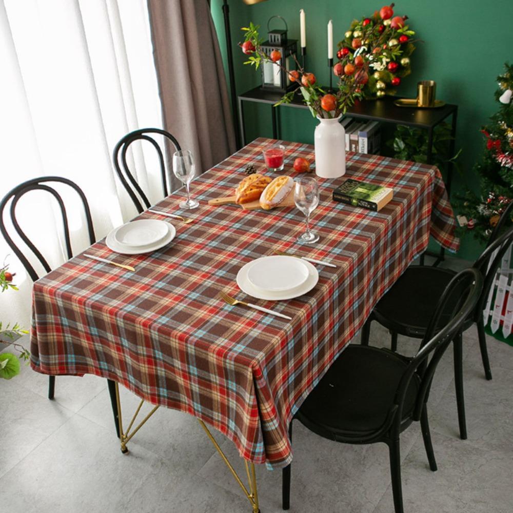 Christmas Party Tablecloth Nordic Rectangle Plaid Dining Table Cover Holiday Decor