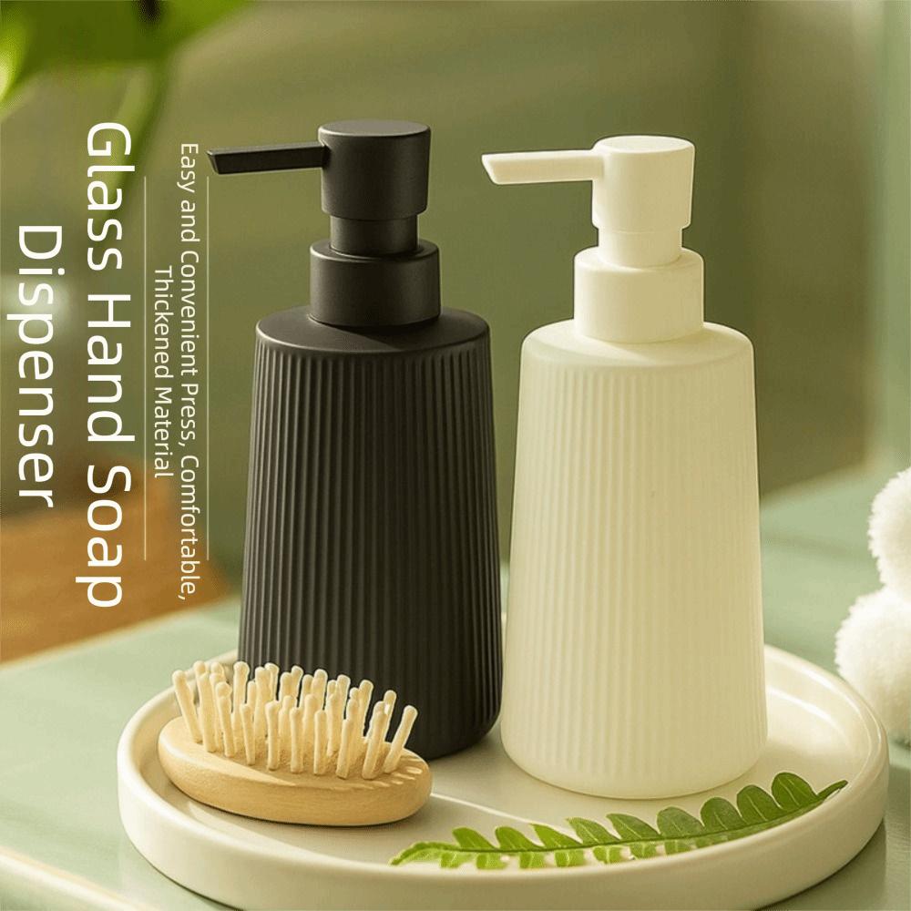 Modern Ribbed Handwash Container 380ml Capacity Soap Lotion Bottle Bathroom Use