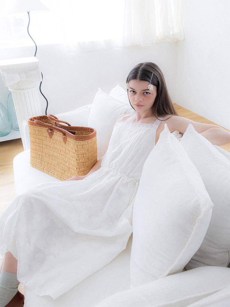 Sordi Flower Jacquard Dress_White