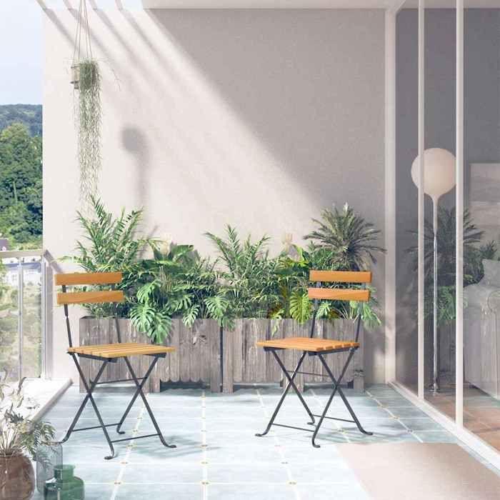 Maison Exclusive - Chaises pliantes 2 pièces en acier et bois d'acacia massif