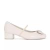 Cowhide version square head leather light mouth metal bow Mary Jane shoes women's flat ballet shoes