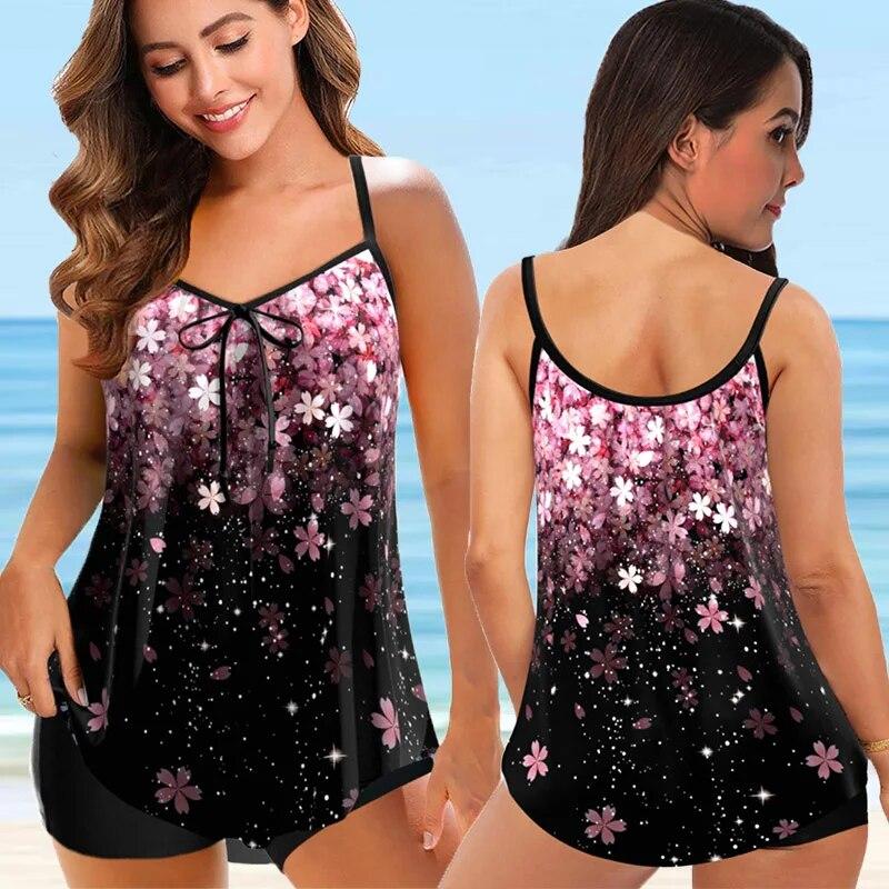 

2024 женские спортивные купальники танкини, комплект из 2 предметов, купальник большого размера, бикини из 2 предметов с принтом, большой бюст, купальные костюмы с мягкой подкладкой в ​​виде фруктов XXXL