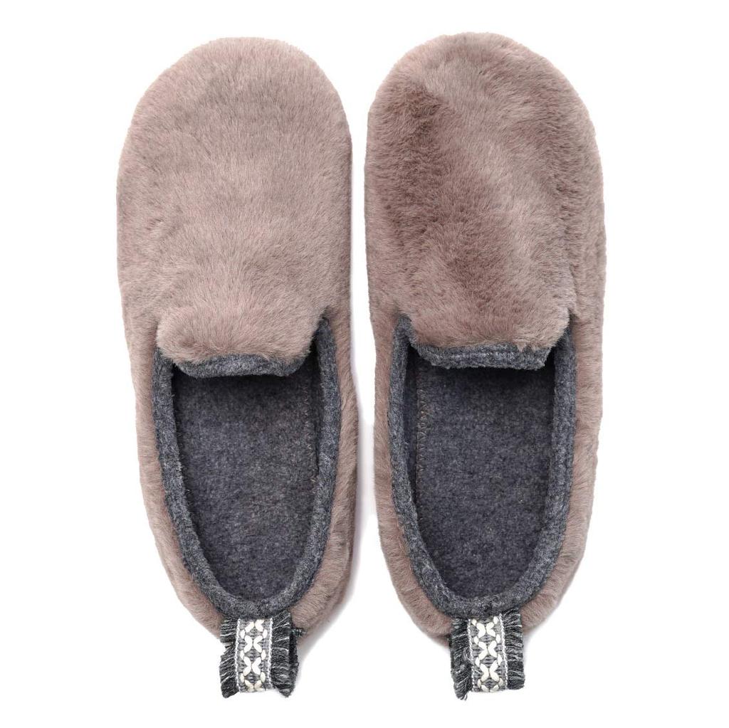 Frontier Fluffy Fur Room Dark Size Slip-On Shoes, Moffy, Gray, M, 23-23.5cm