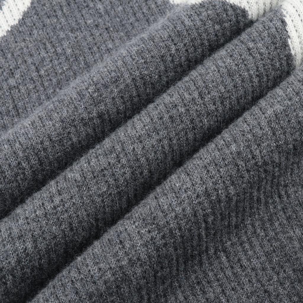 Emporio Armani FW23 Color Block Crew Neck Pullover Knit Sweater Women Sweater Gray White 6R1MXV-1MMEZ-0631