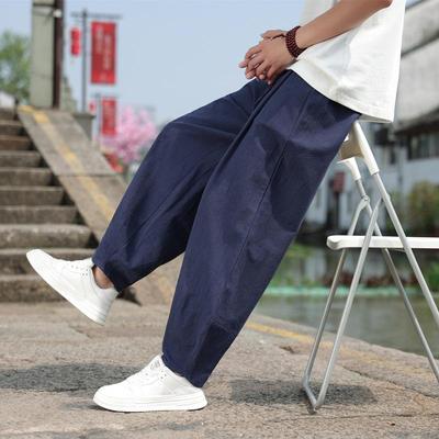 Pantaloni da uomo in cotone e lino stile cinese a gamba larga: Tai Chi, Hanfu, Pantaloni Taoisti