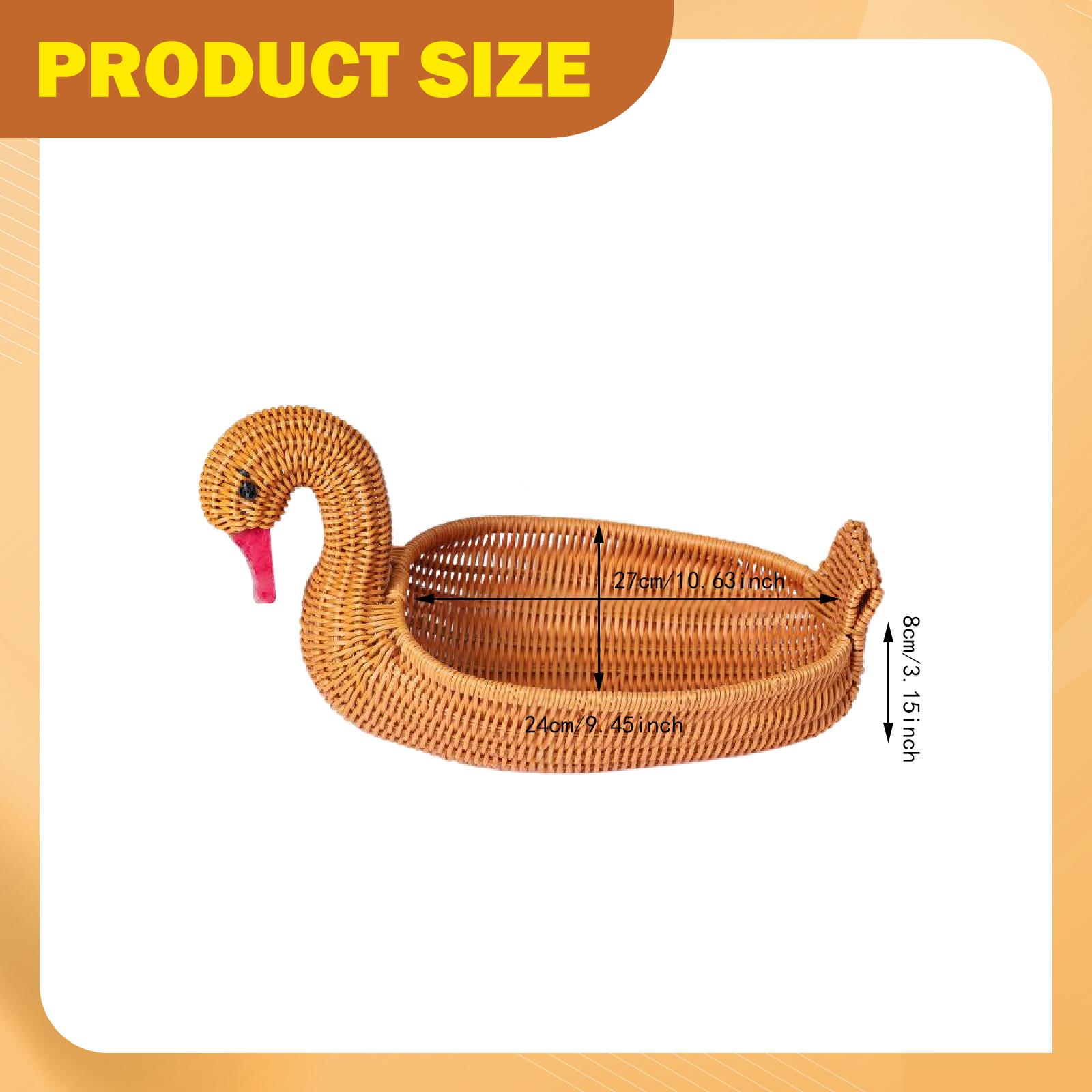 

Woven Goose Fruit Basket Bowl Snack Candy Imitation Rattan Food Serving Tray Cupcake Vegetable Display Holder Birthday Candy помаранчевий