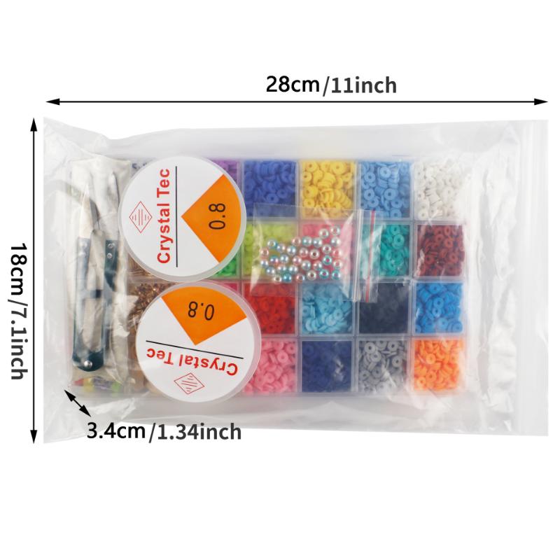 4394PCS/BOX 6MM Polymer Clay Beads Set Rainbow Color Clay Flat Chips Beads Bracelet Making Set DIY Boho Jewelry Materials Accessories Kit