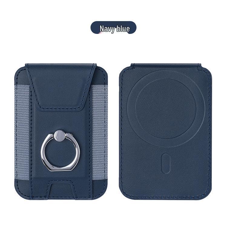 Magnetic Card Holder with Finger Ring & Elastic Band for iPhone 12/13/14/15 Magsafe