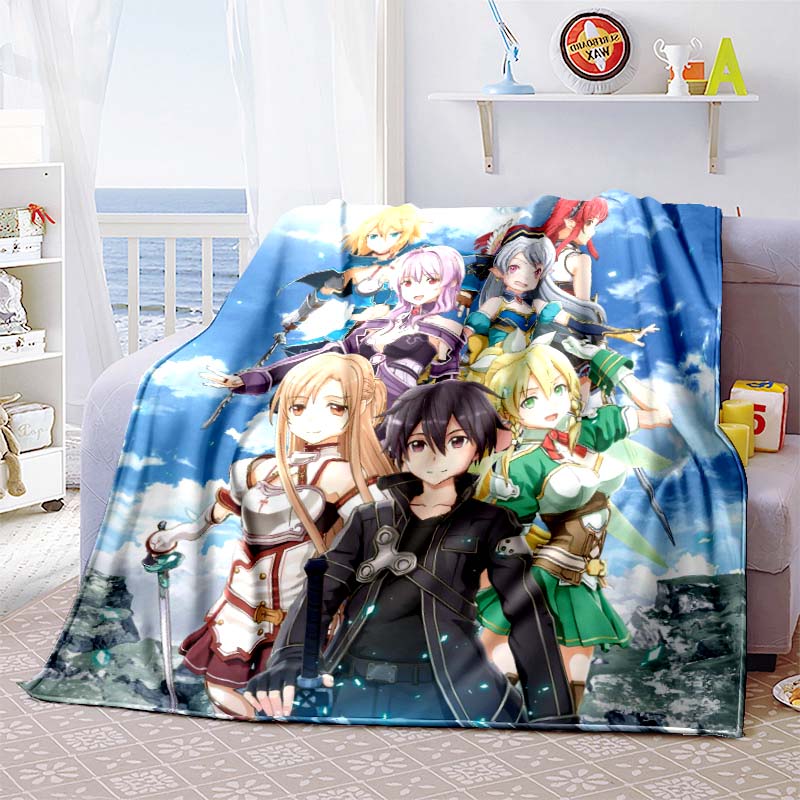 Die 3D-gedruckte "Sword Art Online" Flanelldecke ist warm, bequem und weich, geeignet für den Einsatz in Schlafzimmern, Betten, Sofas, 001