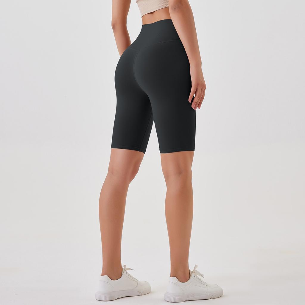 Women's Casual, Sexy And Comfortable Color Double-sided Brushed Tight High-waist Elastic Sports Fitness Five-point Yoga Pants