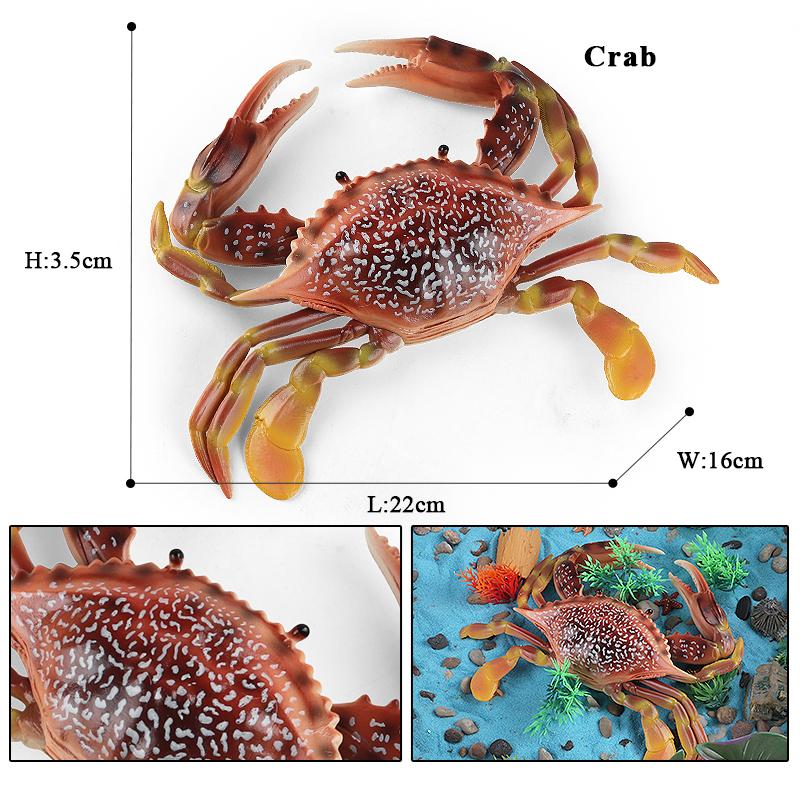 Oenux Simulation Ocean Sea Life Animals Model Lovely Crab Action Figures Toy Cake Toppers Collection Jouet Kids Education Gift