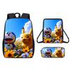 Pattern Backpack Pikachu Shoulder Bag Pencil Case Three Piece Set